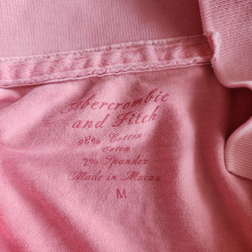 Abercrombie & Fitch Women's M Polo Shirt Preppy Moose Y2K Pink Distressed - Picture 2 of 10